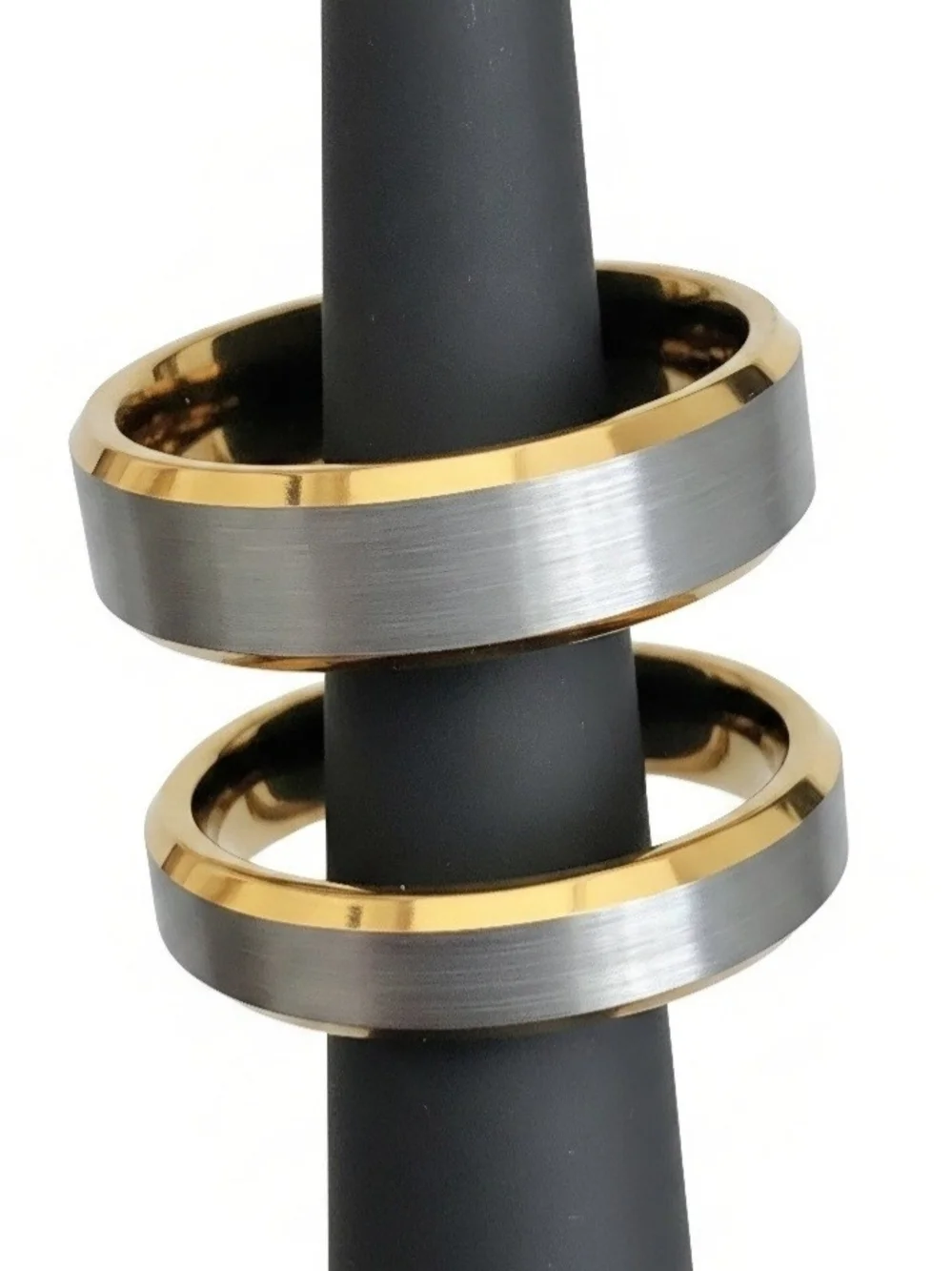 His & Hers Tungsten Carbide Wedding Band Set – Two-Tone Gold & Silver